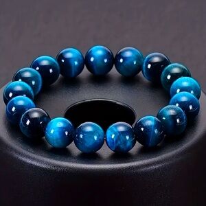 Elegant Blue Tiger Eye Beaded Bracelet